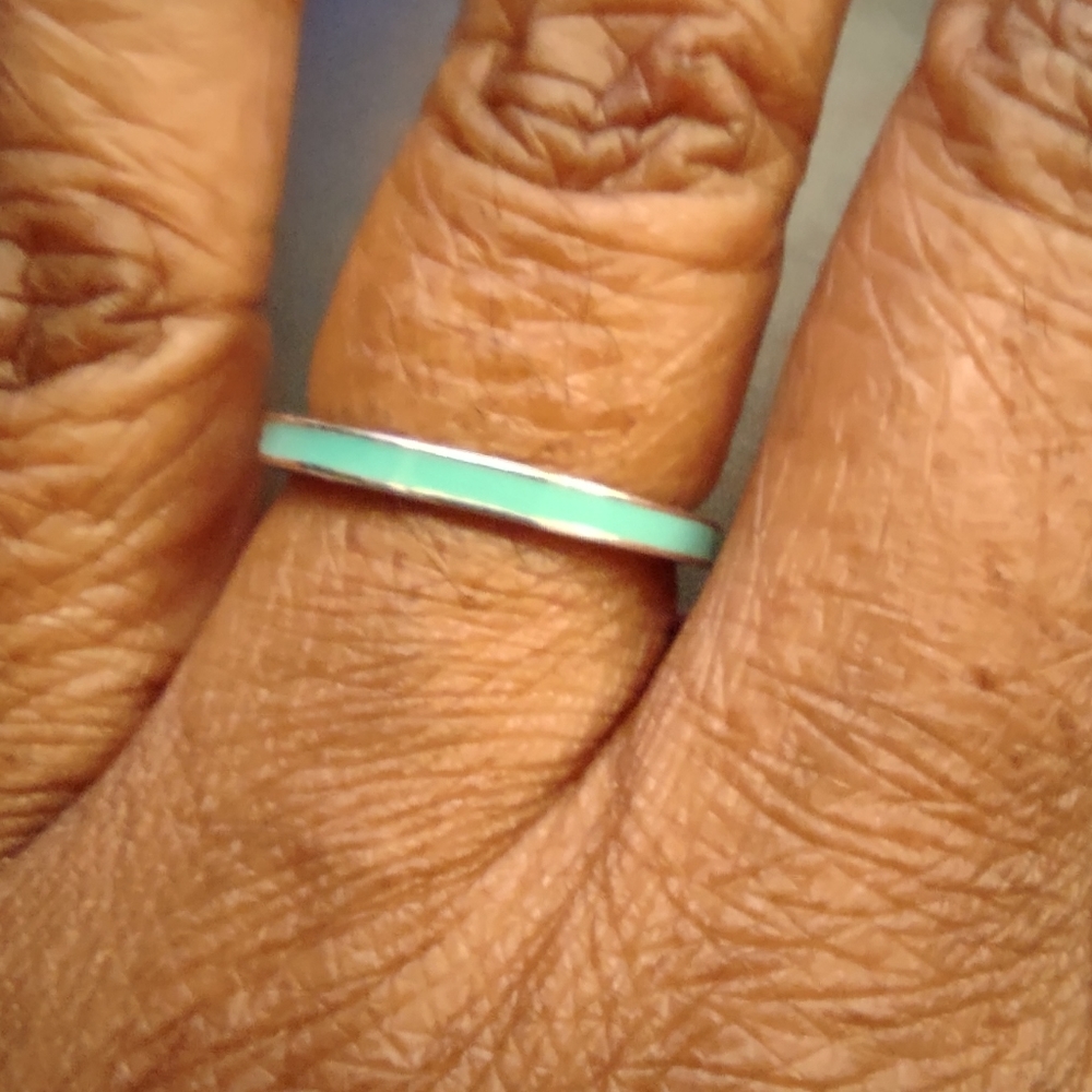 Pandora sterling band with turquoise enamel and green stones